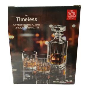 RCR Decanter Whiskey Rocks Glasses Tumblers 4 pc Set NEW